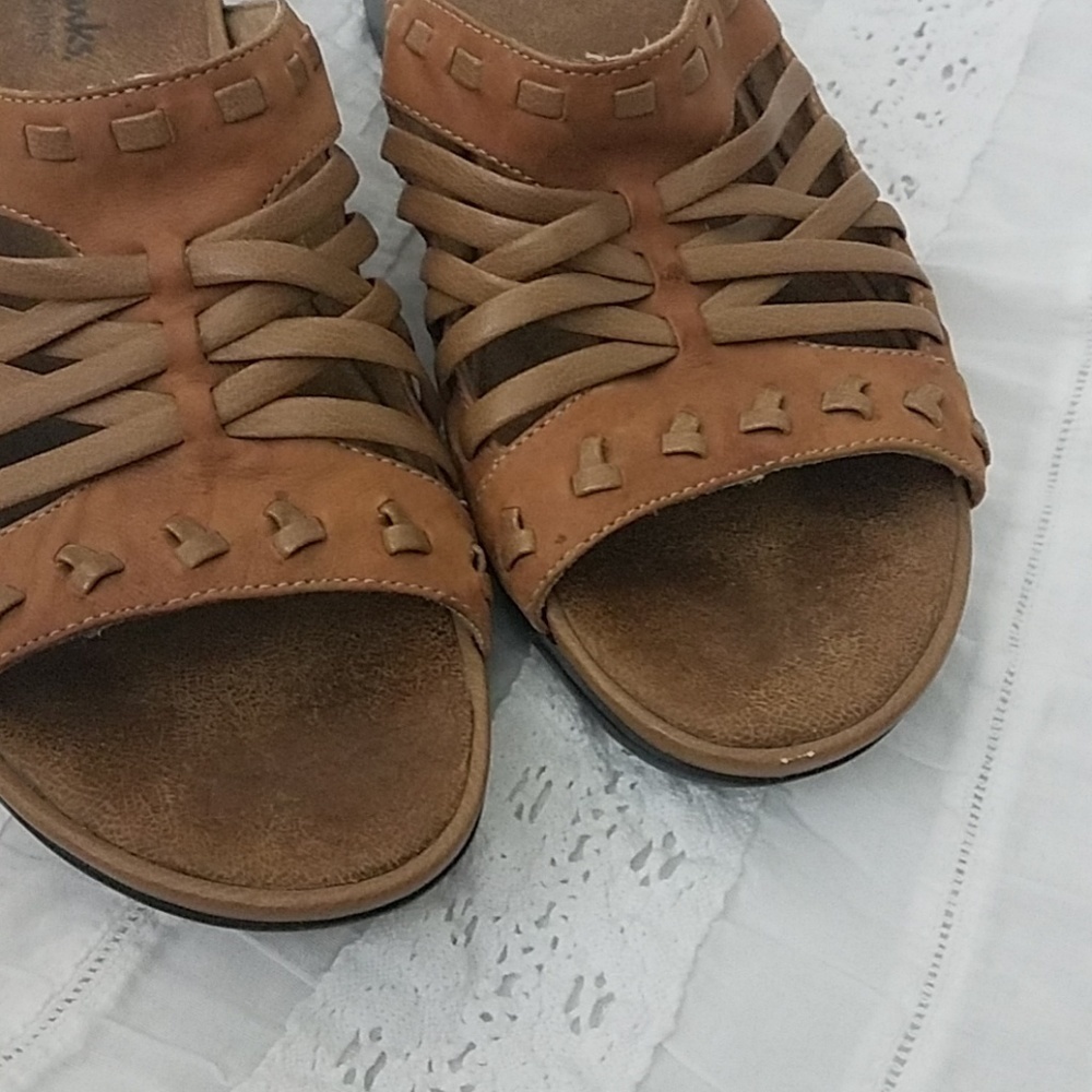 clark's Bendables sz 8M brown leather sandels - Picture 3 of 6